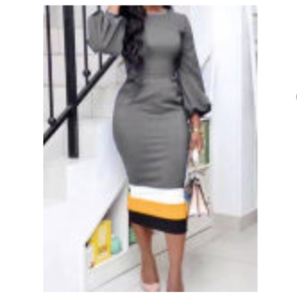 NEW GRAY CLASSY FASHIONABLE DRESS PLUS SIZE 1XL - Picture 2 of 7